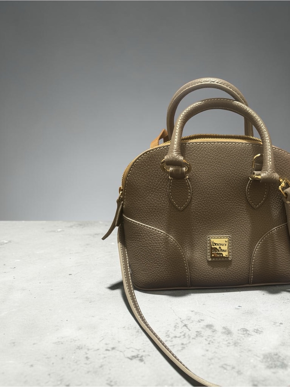 Dooney & Bourke Taupe Pebble Leather Mini Satchel (dust bag included) - Picture 3 of 6